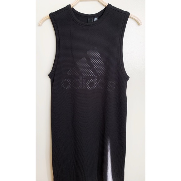 ADIDAS | Mesh-Overlay Logo Tank Black Dress XS - Picture 3 of 8